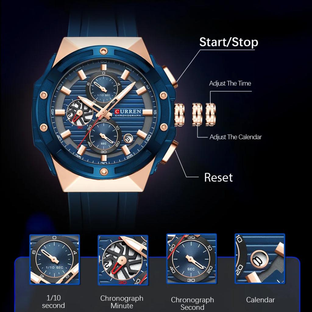 CURREN Men Watch Top Brand Luxury Waterproof Quartz Watches For Men Sport Chronograph Wristwatch Men Clock