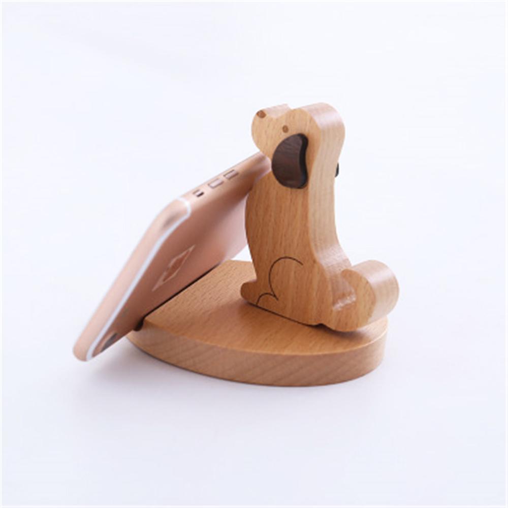 Cell Phone Cute Dog Wood Wooden Smartphone Standing Phone Holder Stands Phone Bracket