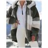 Winter Women's Fashion Hooded Warm Loose Jacket for Women Patchwork Outerwear Zipper Ladies Plus Size Sweaters