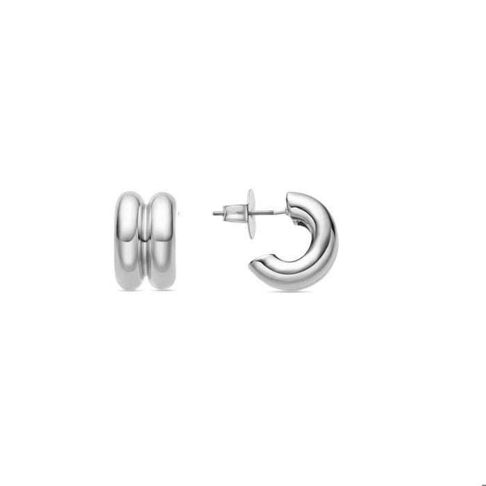 Boucles d'oreilles - LUXENTER - Zakev - Créole - Plaqué rhodium - Diamètre 16 mm