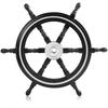 Brass, Wood Ship Wheel Luxury Gift Decor Boat Collectibles Black Aluminium Ring, 106.68 Cm