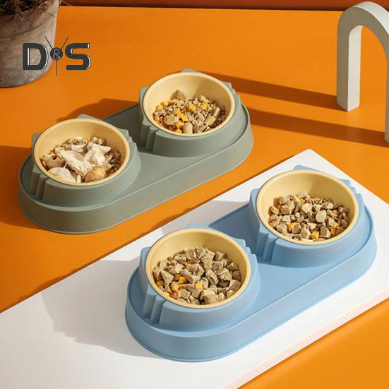 Миска для домашних животных, приподнятая, для собак, одинарная/двойная, непроливающаяся, противоскользящая, для кошек, кормушка для домашних животных, миска для корма и воды для собак, кошек, котят