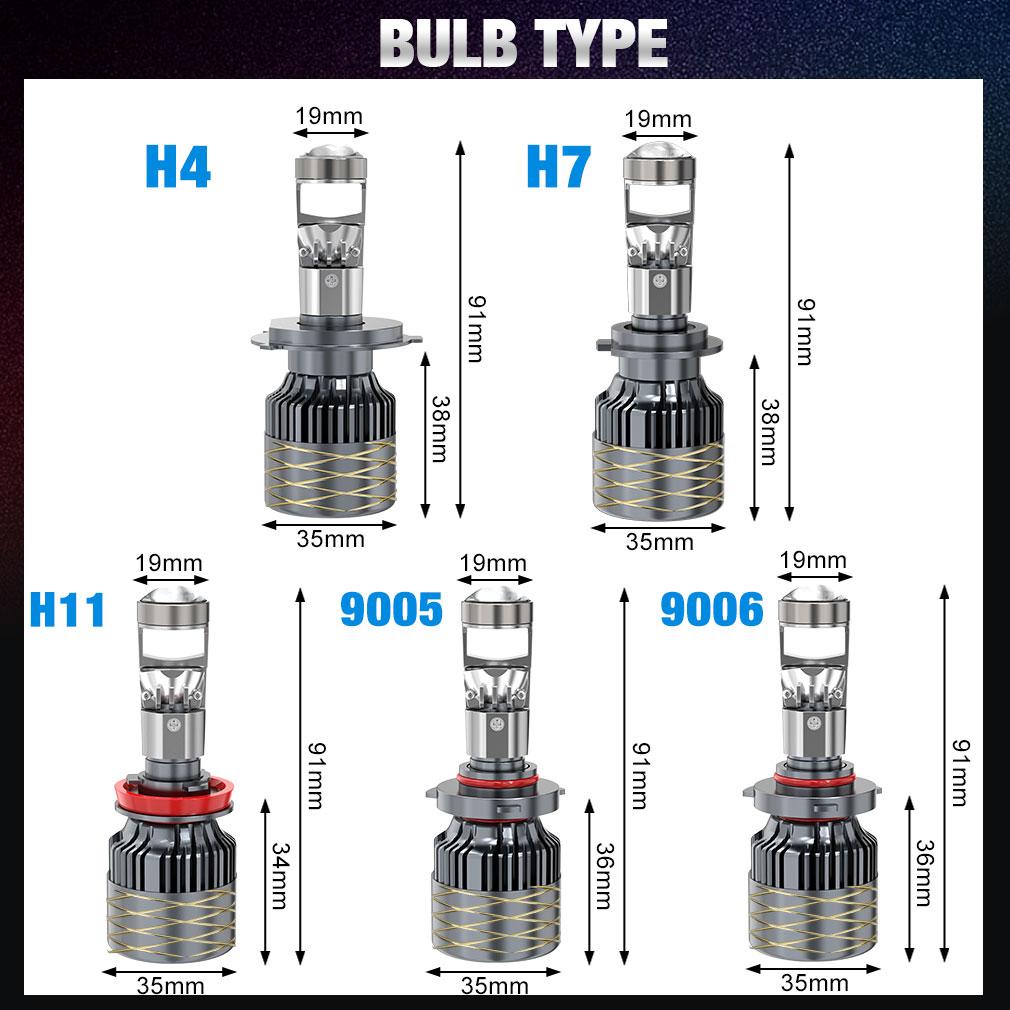 2 шт. H4 H7 светодиодные линзы проектора фар H8 H11 9005 HB3 9006 HB4 автомобильные Canbus турбо лампы 80 Вт 50000 лм мощные мини-фары LHD 6500 К белые