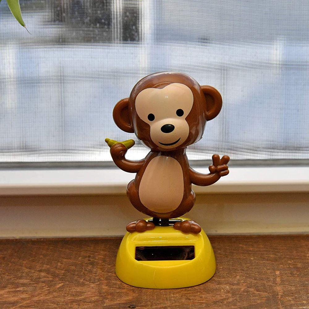 Dashboard Solar Power Shaking Head Cat Solar Toy Doll Dancing Monkey Figure Bobble Head Doll