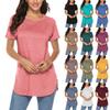 Женская монохромная рубашка с короткими рукавами и круглым вырезом, приталенная нижняя рубашка, повседневный пуловер, топ
