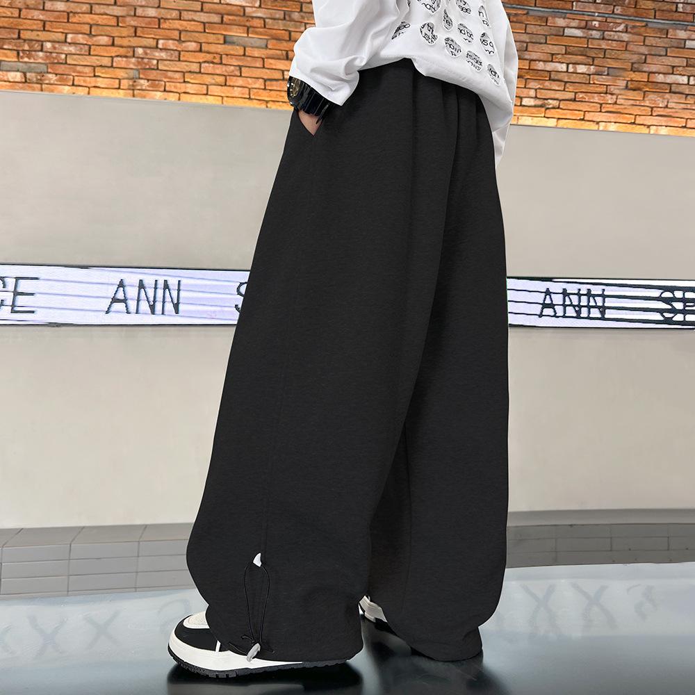 Коллекция повседневных брюк свободного кроя с расклешенными бретелями для мальчиков весна-осень, модные брюки с перекрестными бретелями для больших детей