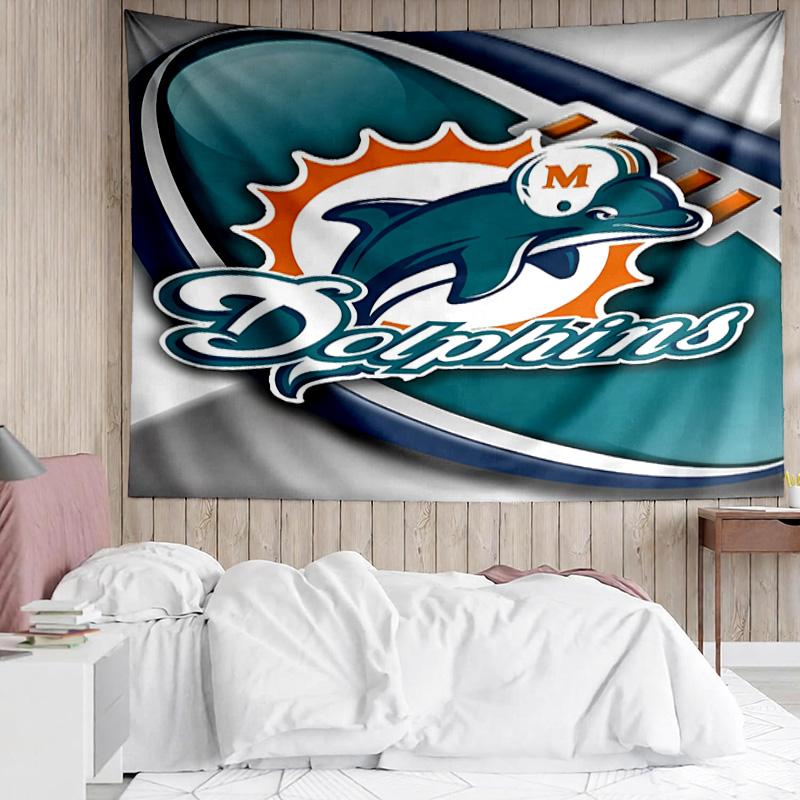Miami Dolphins logo Tapestry for Bedroom Aesthetic Classroom Tapestries Wall Hanging for Living Room Dorm Office,Ideal Creative Gift