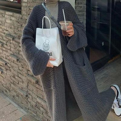 Женский свитер, длинное пальто, большие осенние и зимние вязаные свободные куртки, вязаный кардиган, топы с длинными рукавами, зимние