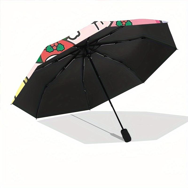 1pc Merry Christmas Hello Kitty and Friends Automatic Opening and Closing Umbrella, Lightweight 3-Fold, With Cute Cartoon Characters, Suitable for Hom