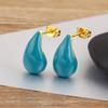 Nidin New Trendy Waterdrop Hollow Design Stud Earrings 5 Colors For Women Fashion Versatile Ear Jewelry Wholesale Accessories