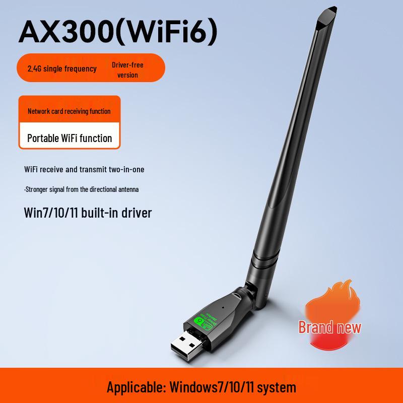 1300M WiFi 6 Dual-Band USB Wireless Network Card for Desktop Computers (Driver-Free)