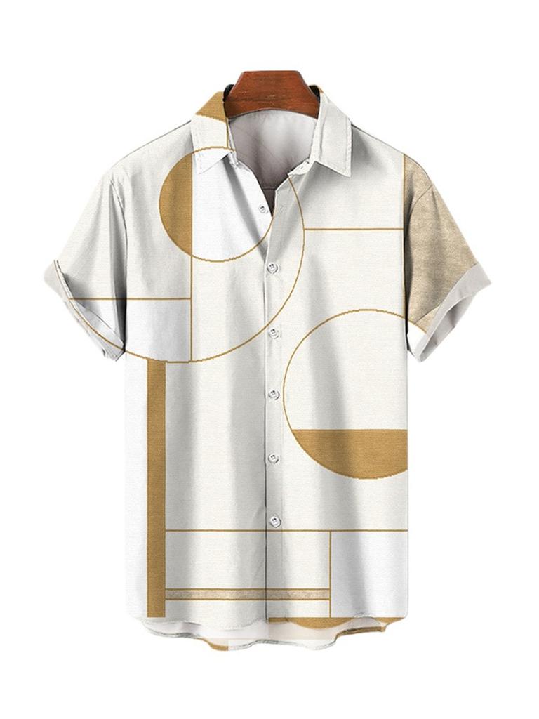 Летняя гавайская мужская рубашка с геометрическим рисунком и 3D-принтом, минималистичный дизайн 2023 года, мужская повседневная верхняя одежда с короткими рукавами