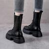 Cowhide Medium Boots Women's Genuine Leather Cotton Short Knight Boots Retro British Style Thick-soled Boots YR-YR1616
