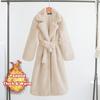 Women Winter Warm Faux Fur Coat Thick Women Long Coat Turn Down Collar Women Warm Coat With Belt Casaco Feminino