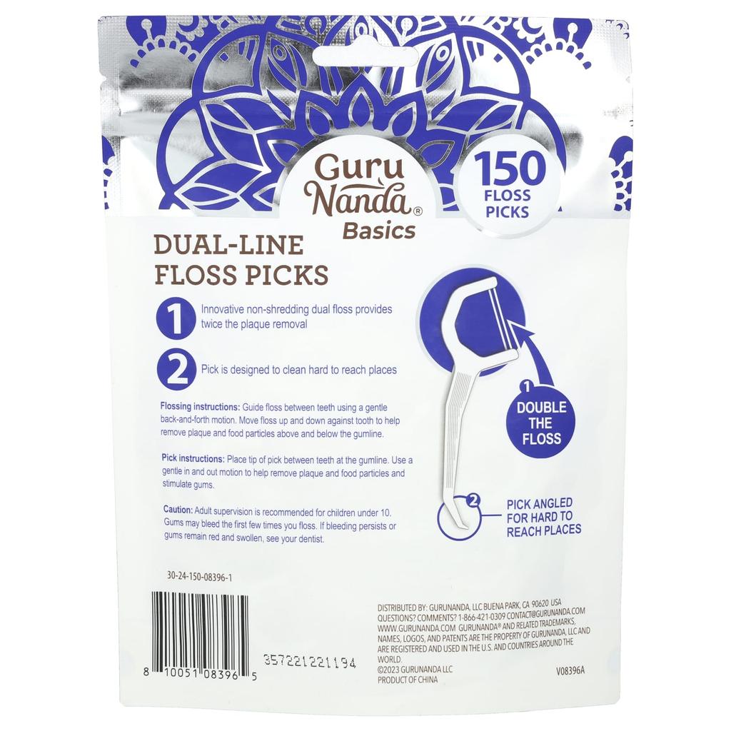 GuruNanda, Basics, Dual Line Floss, 150 Disposable Flosses