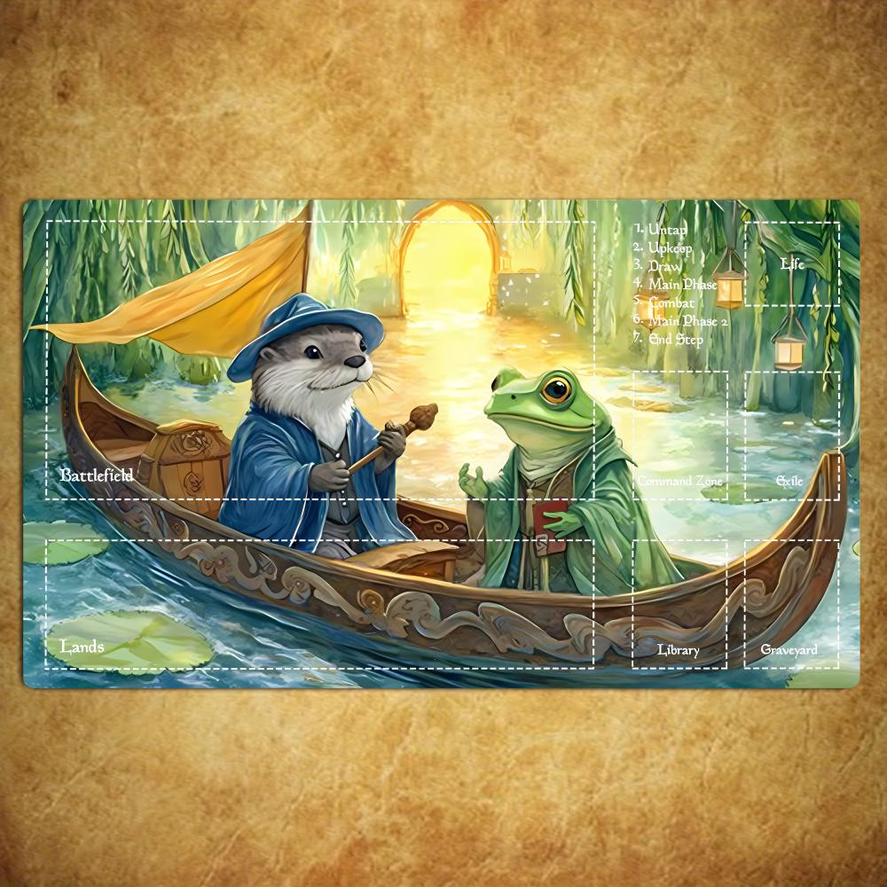 Magic Card Playmat TCG Playmat Forest Little Witch Non-Slip Stitched Edge Tabletop Gaming Mats Tapete Magic Card Pad