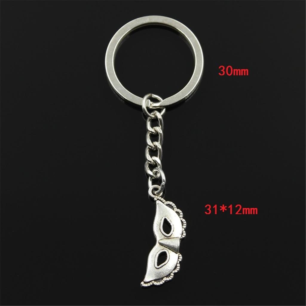 Fashion Party Mask Masquerade Mardi Gras 31x12mm Pendant 30mm Key Chain Bronze Men Gift Keychain