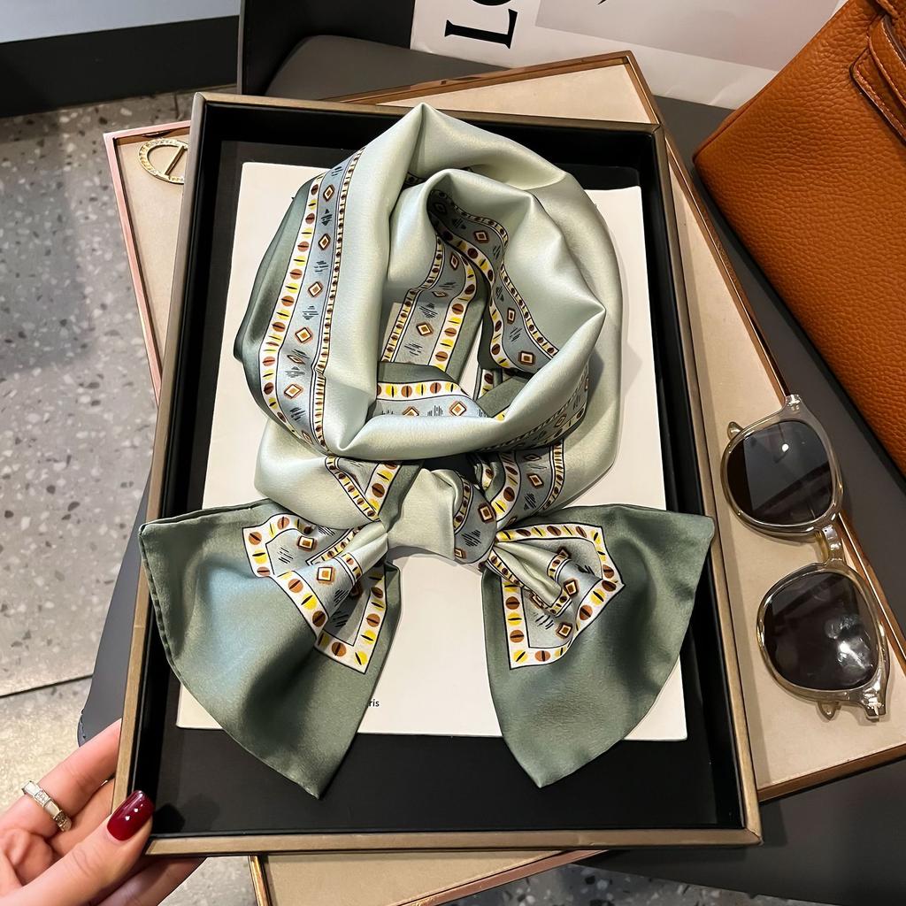 Luxury Summer Long Silk Scarf Female Animal Horse Print Thin Narrow Scarf Bag Hair Band Ribbon Scarfs Women Neckerchief