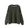 Kaslead New Women clothes Western Style Fashion Loose Contrast Color Pullover Long sleeve Sweater