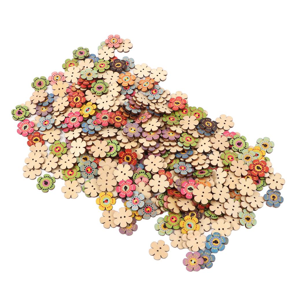 Flower Buttons Retro Rich   Vivid Colors   Wood Wide Application Craft Buttons for Clothing Bag