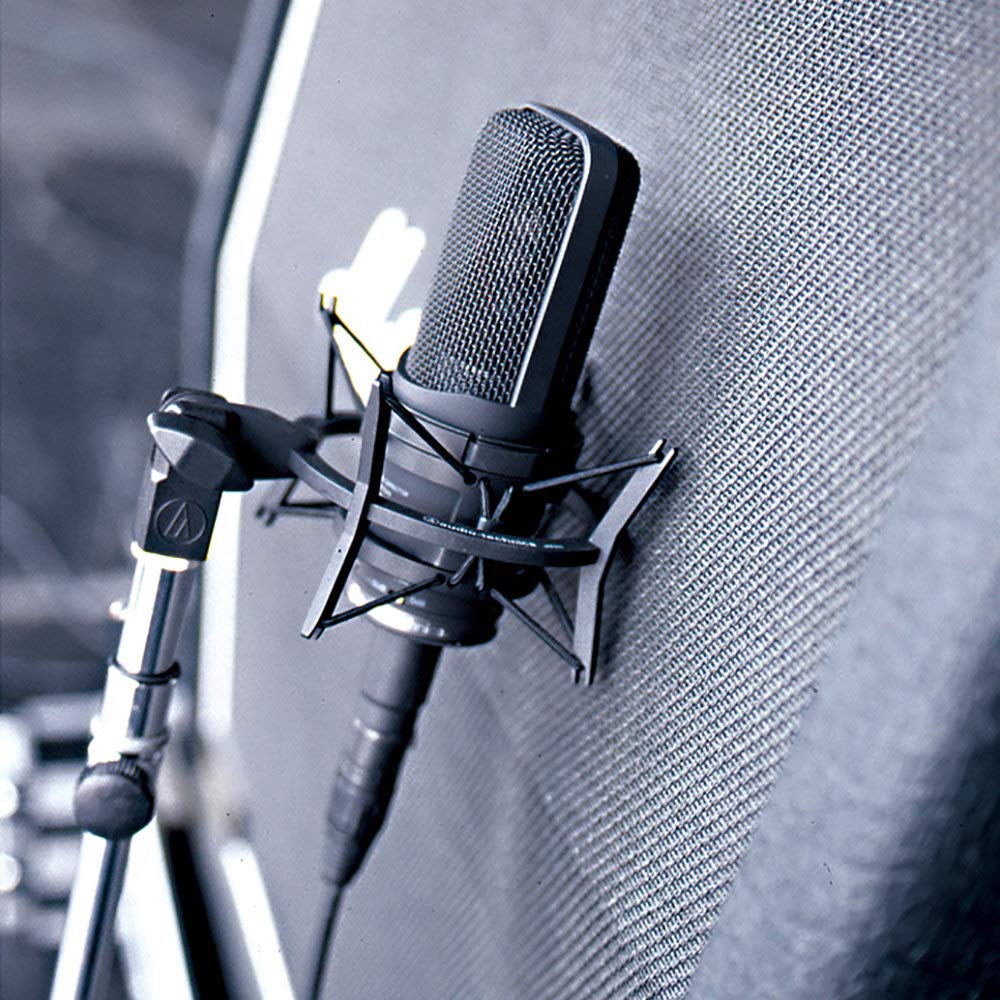 Audio-Technica AT4050 Multi-Pattern Condenser Microphone, Dual Diaphragm, Transformerless, Shock Mount, Black
