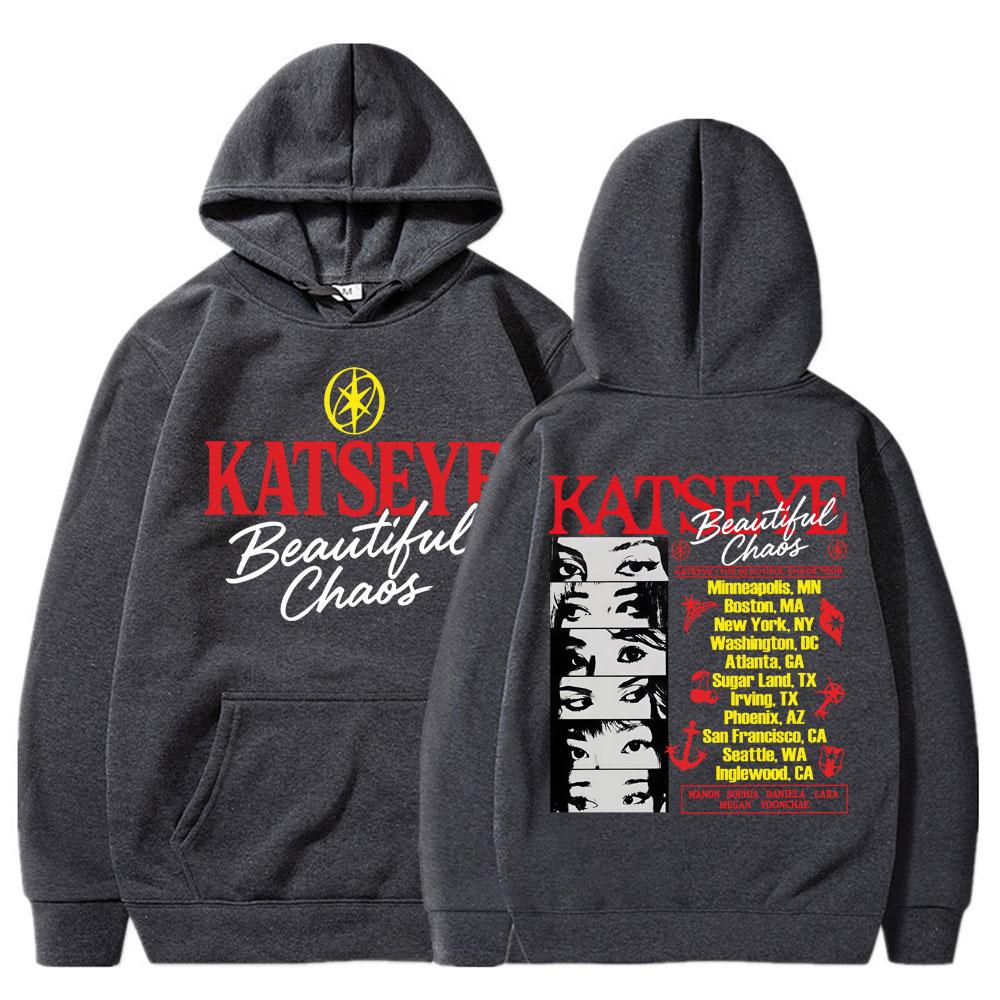 Kpop Katseye Beautiful Chaos Album Hoodie Fashion Hip Hop Vintage Harajuku Women Pullover Loose Sportwear Streetwear