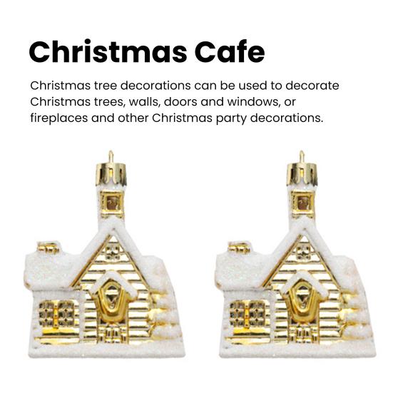 4 шт. рождественские подвески в форме снега, уютный дом, новогодний гальванический орнамент для рождественской елки, многоразовые подвески из нержавеющей стали, праздничный подарок