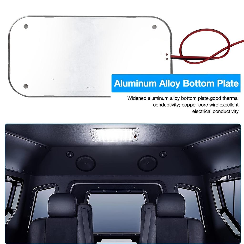 48 LED Interior Light Panel with Switch, Waterproof Crystal Shell Design, High Brightness Car Van Truck Light, Easy Mount