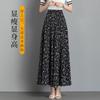 Летняя новая юбка-полуторалетняя шифоновая юбка в китайском стиле с принтом, длинная юбка-трапеция с высокой талией, ретро-юбка большого размера для женщин