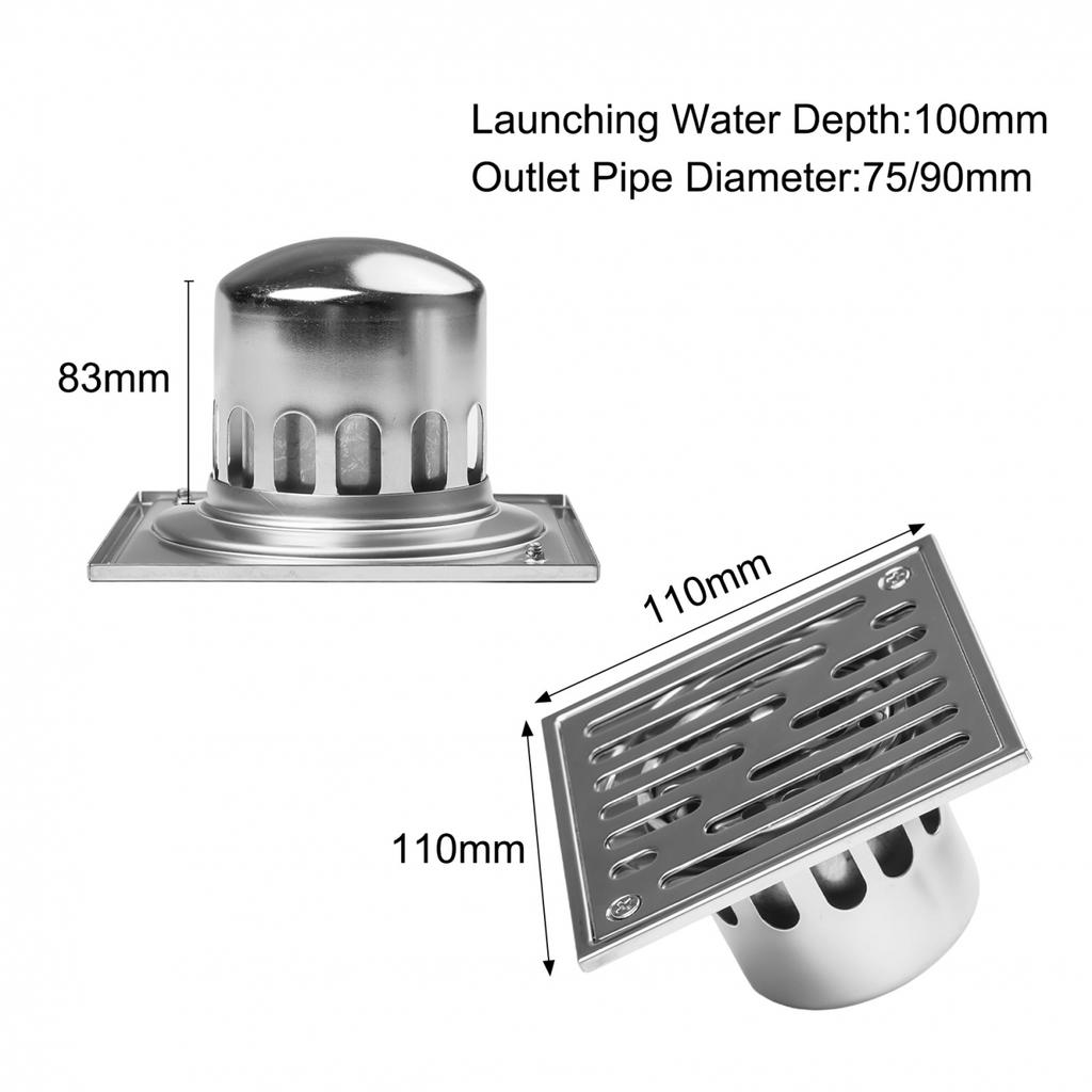 Квадратный наружный дренаж для двора из нержавеющей стали с долговечностью