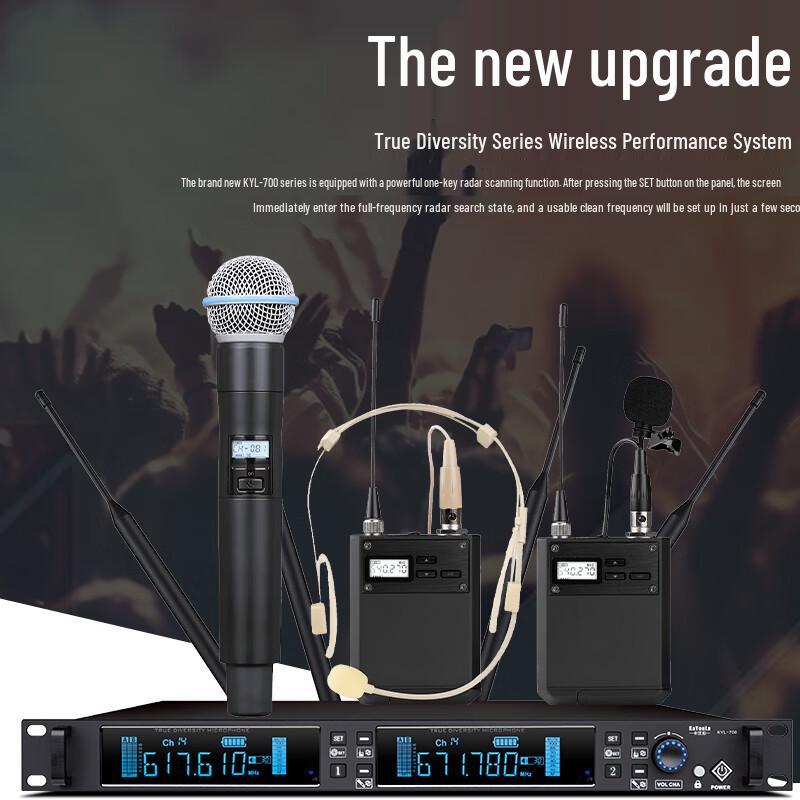 KYL-700L Professional 2-Channel Wireless Microphone System (CN version)