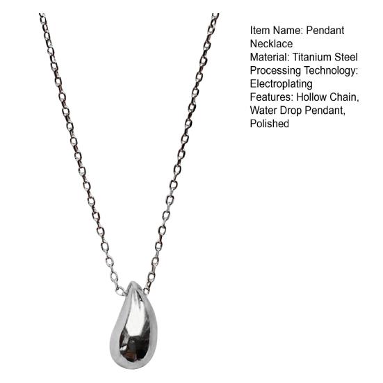 Женское ожерелье с подвеской в виде капли воды, полированная титановая сталь, чистая цветная цепочка на шею