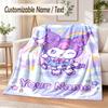 Kuromi Custom Name Flannel Throw Blanket Soft Warm for Sofa Bed Indoor Home Use