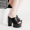 Женские сабо на платформе и квадратном каблуке, уличные тапочки с открытым носком, сандалии без шнуровки, обувь с открытой пяткой, черный, белый цвет, отличное качество