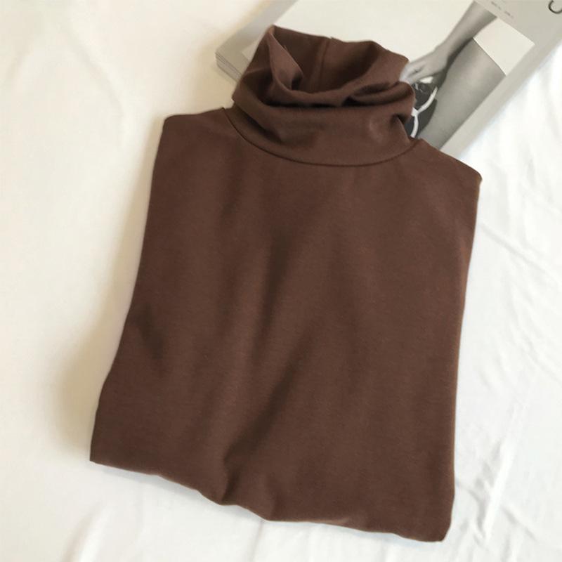 Women's Slim Fit High Collar Velvet Long-Sleeve T-Shirt for Autumn/Winter 2024