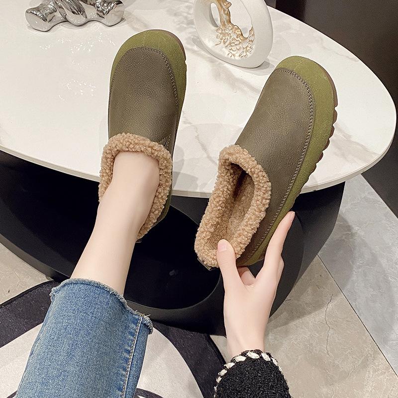 Velvet Beanie Shoes for Women's Winter New Retro Matte and Soft-soled Warm Cotton Shoes for Women