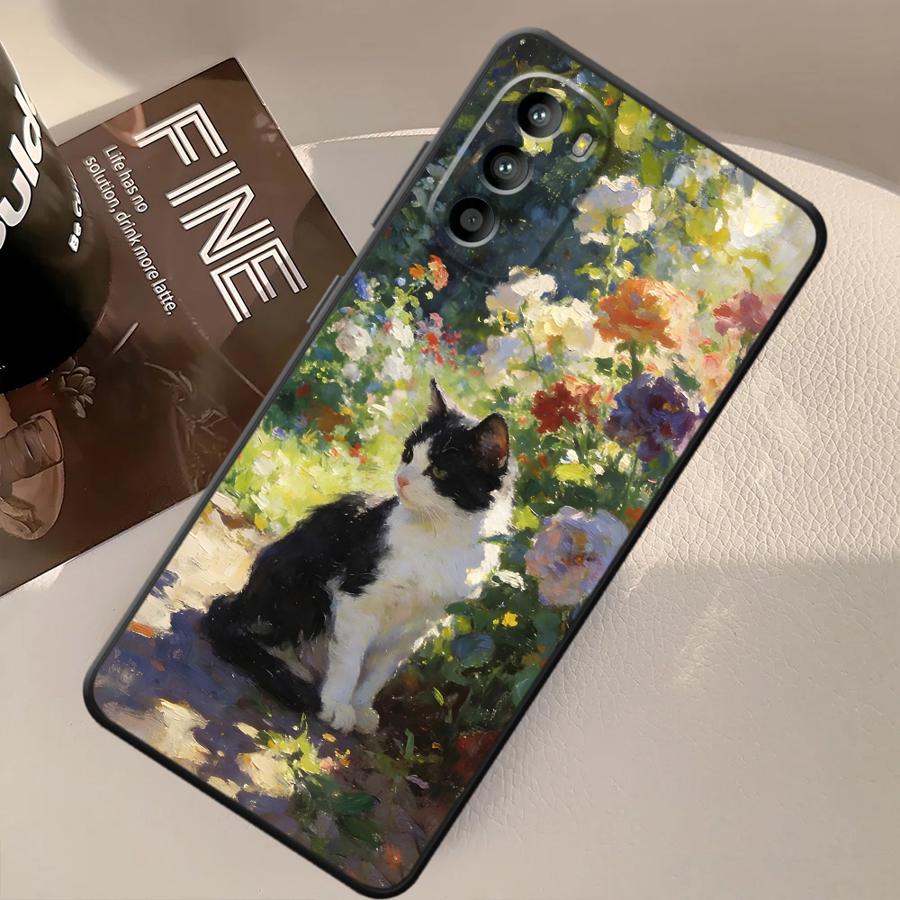 Мультяшная милая кошка Чехол для телефона для Motorola Moto G52 G71 G51 G73 G32 G60s G53 G30 G22 Edge40 Edge 20 Pro 30 Lite G50