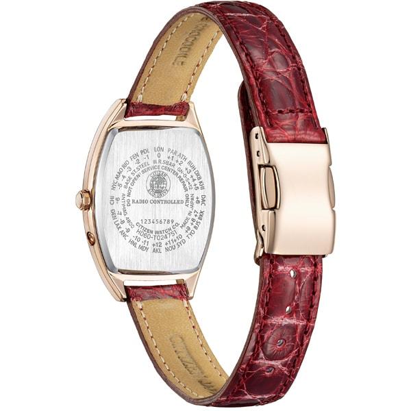 Citizen ES9394-56A ( Часы xC Eco-Drive с радиоуправлением из нержавеющей стали Line Happy Flight Series Tonneau Chroco Sakura Pink/Spicy Red)