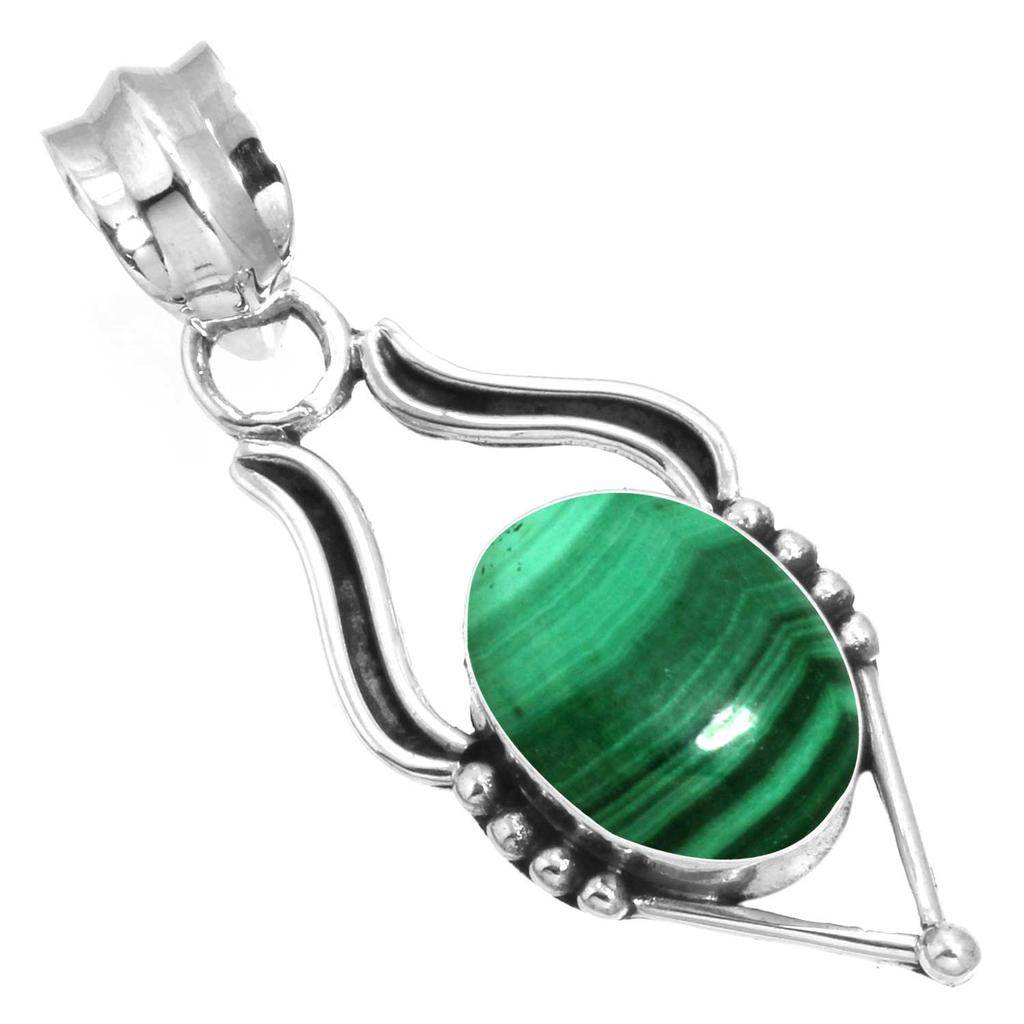 Подвеска из стерлингового серебра 925 пробы Женская Драгоценный камень Ручная работа Ювелирные изделия Подарок на День матери Малахит Лунный камень Розовый кварц Красный камень Дымчатый топаз Тигровый глаз Мода