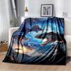Fire T-Rex Dinosaur Print Flannel Blanket, Kids Prehistoric Throw Blanket