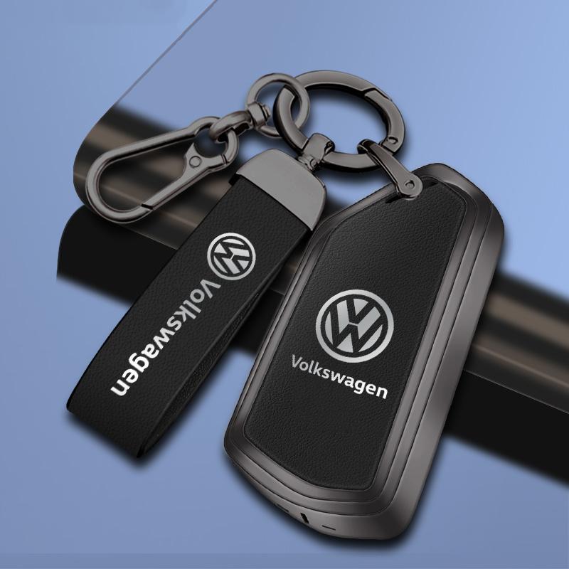 hijk1 Leather Car Smart Remote Key Case Cover Protector Holder Shell Fob For Volkswagen VW Golf 8 MK8 ID-4 ID-6 Keychain Accessories