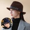 Flap Brim Bucket Hats Felt Fabric Trilby Hat New Panama Hats  Autumn Season