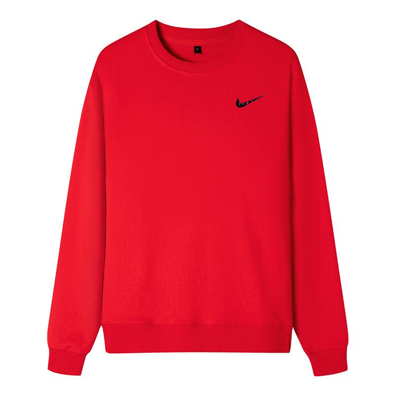 Мужская хлопковая толстовка с круглым вырезом: Весна/Осень, Свободный крой, Большой размер, Однотонный, Парная спортивная одежда, Куртка-футболка с длинным рукавом и логотипом.