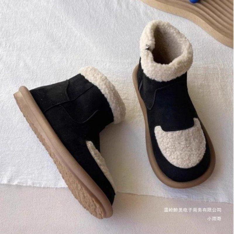 New Shoes: Soft-soled Fleece Side Zipper Ankle Boots for Women, Thick-soled and Fleece Round Toe Boots