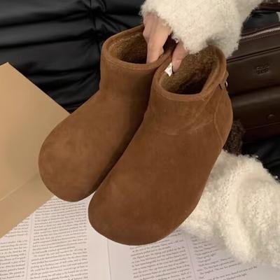 Женские ботильоны на плоской подошве, зимние теплые замшевые ботинки, уютные женские хлопковые ботинки 2025, повседневные новые боты для женщин, обувь