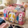 Large Capacity Travel Duffel Bag Printed Carrying Handbag Retro Quilted Duffle Bag  Camping