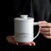 430 мл Жир баранины Нефритовый фарфор Офисная кружка Керамическая кружка для чая Персональная кружка-фильтр с крышкой Заварник Керамическая Высококачественная кружка для воды