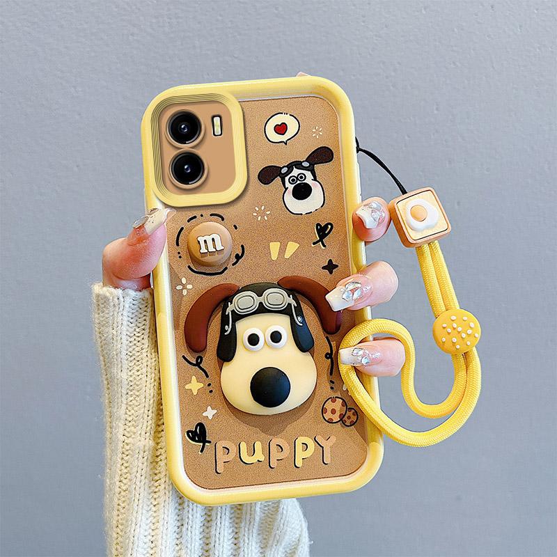 KEYSION Противоударный чехол для VIVO Y15S Y15A Y15C Y16 со шнурком, мягкий силиконовый чехол для телефона с милой 3D-мультяшной куклой для VIVO Y01