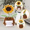 Sunflower Crochet Doll Handmade Emotional Support Toy with Encouraging Card Knitted Plant Pot Decoration Funny Positive Life Doll