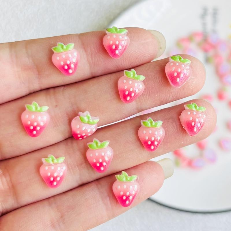 50 Pcs New Cute Cartoon Bright Faced Fruit Strawberry Resin Flat Back Scrapbook Diy Jewelry Manicure Decor Crafts A92
